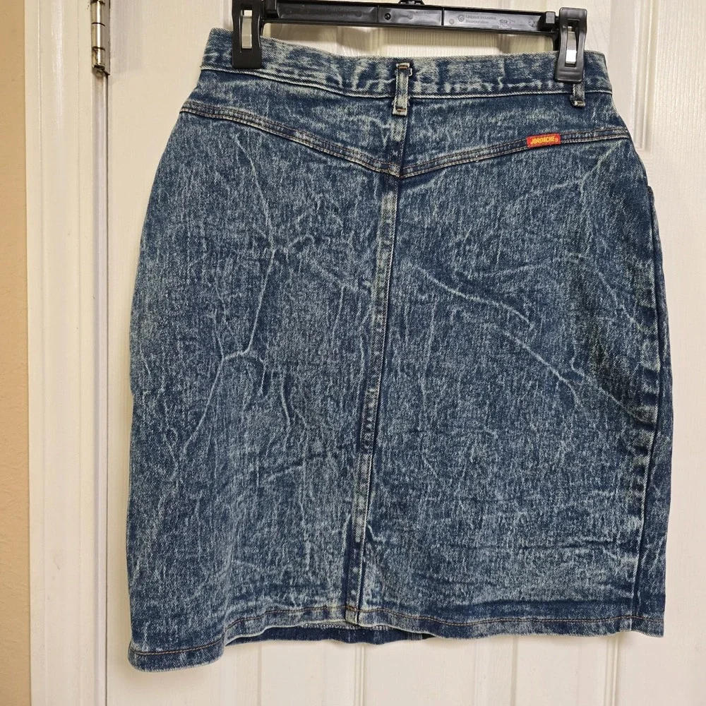 JORDACHE‎ High Waist Acid Dark Wash Denim Skirt 6? VINTAGE